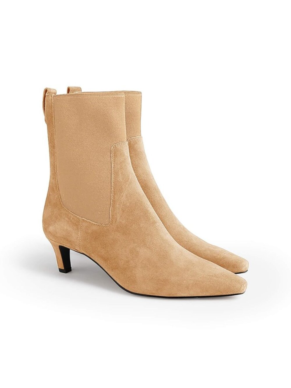 Womens Ankle Boots Low Kitten Heel Pointed Toe Slip On Elastic Dressy Fall